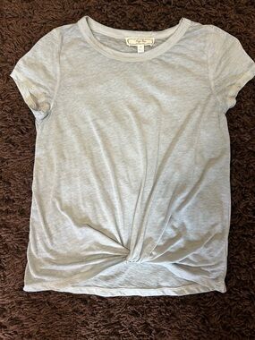 Hippie Rose Heather Slate Blue-Gray Twist-Front Short Sleeve Tee